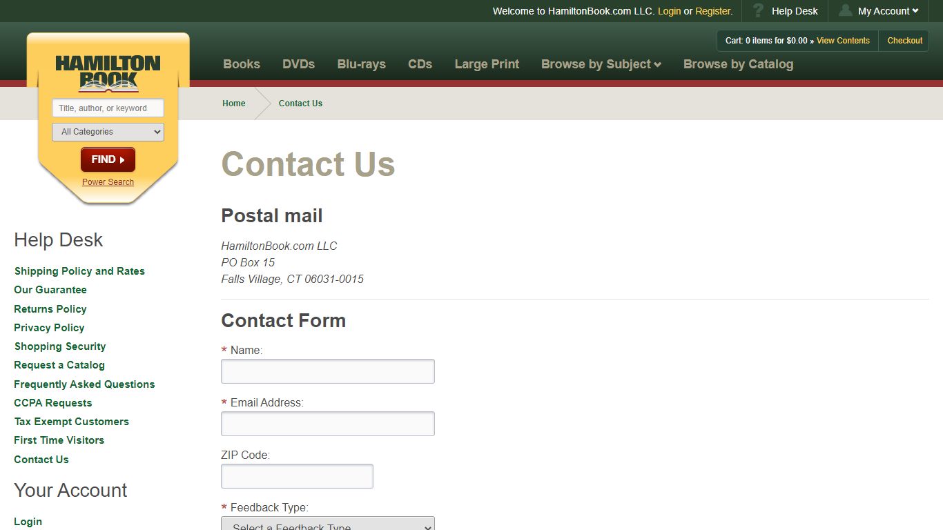 Contact Us - HamiltonBook.com
